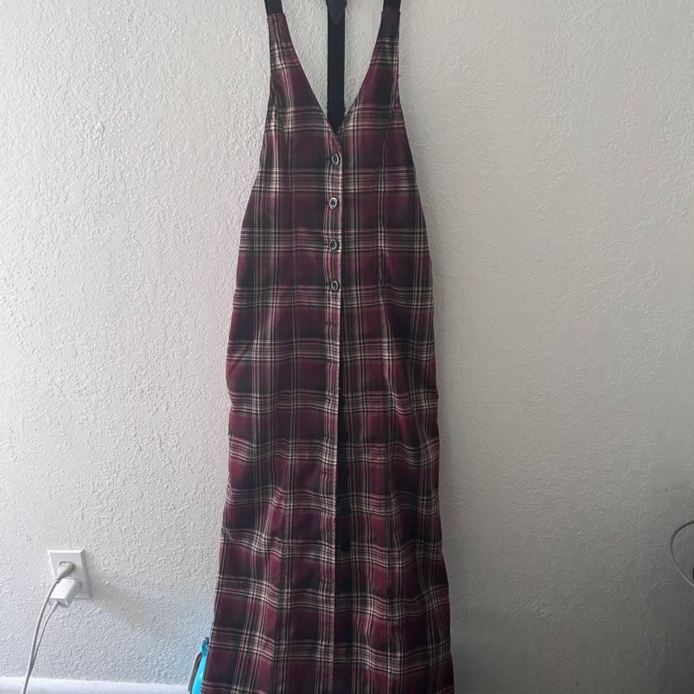 OG unif harness nevermind plaid maxi dress